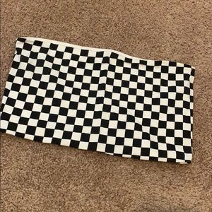 Topshop black and white checkered tube top
